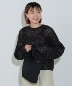 【TIME SALE商品】BEAMS HEART / 女裝 燙箔印花 網眼 針織 開襟衫