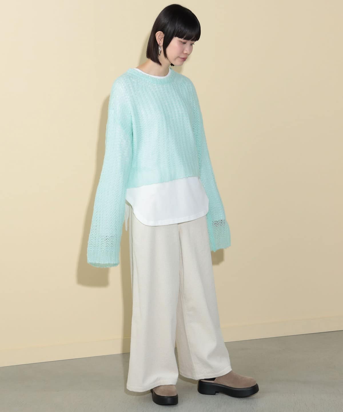 オーバーニット × ロングスリーブTシャツ セット(セットアイテム) トップス WOMEN MINT GREEN ONE SIZE オーバーニット × ロングスリーブTシャツ セット(セットアイテム) トップス WOMEN MINT GREEN ONE SIZE