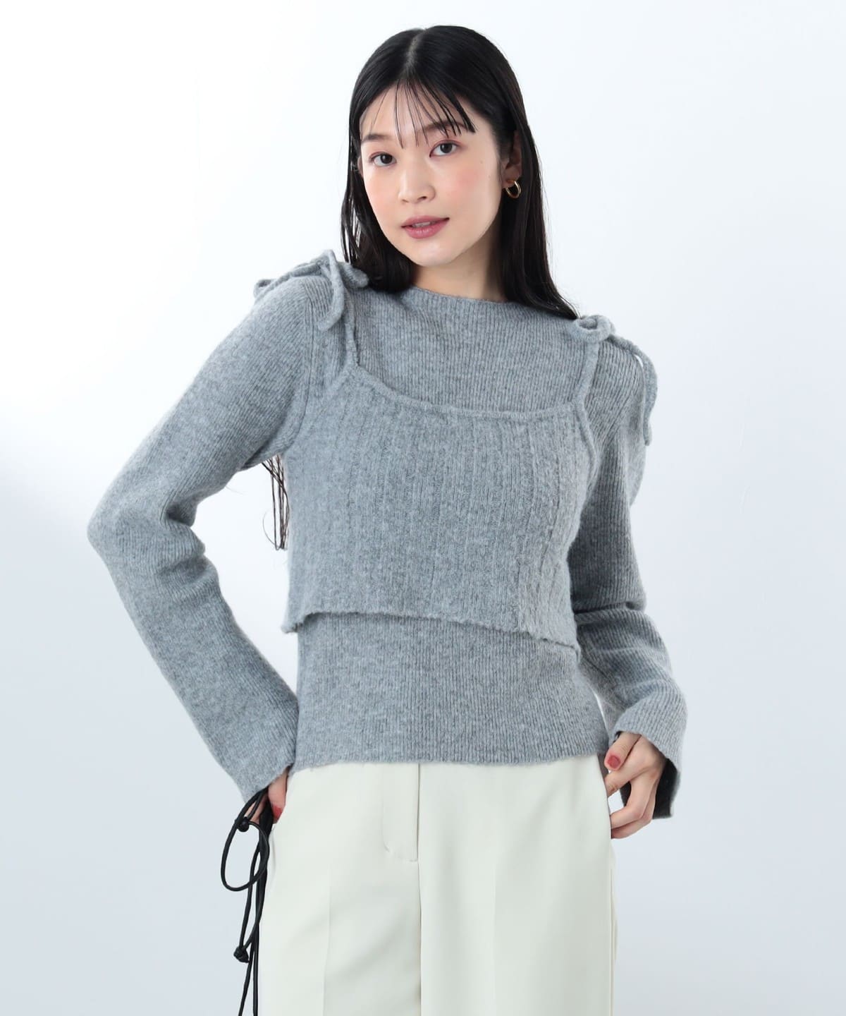 BEAMS HEART（ビームス ハート）リボンキャミベスト × プルオーバー