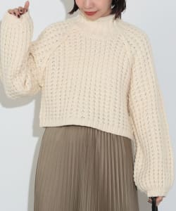 Waffle knit cropped pullover (hand washable)