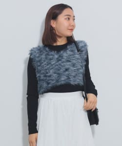 ミックスシャギーベスト × カットソー（セットアイテム）