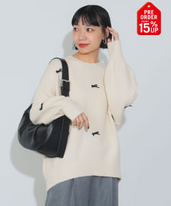 【+15%ポイントUP】リボン ニットプルオーバー（手洗い可能）