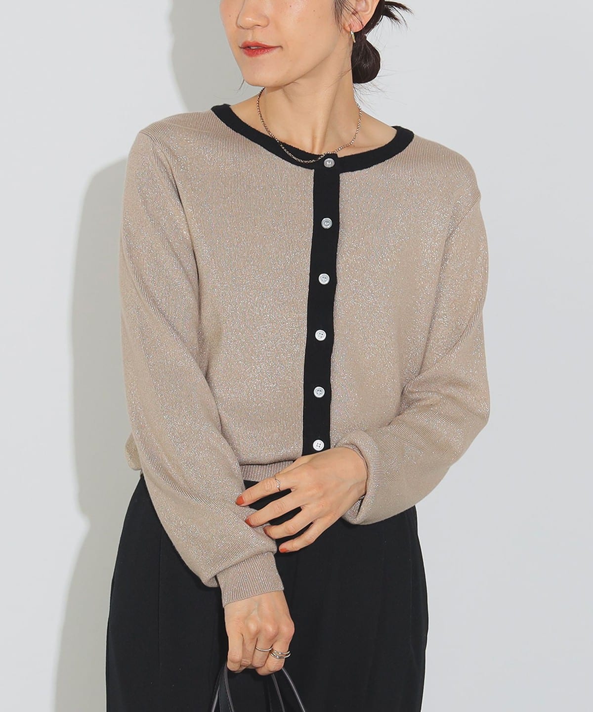 HEART LAME KNIT CARDIGAN TOP