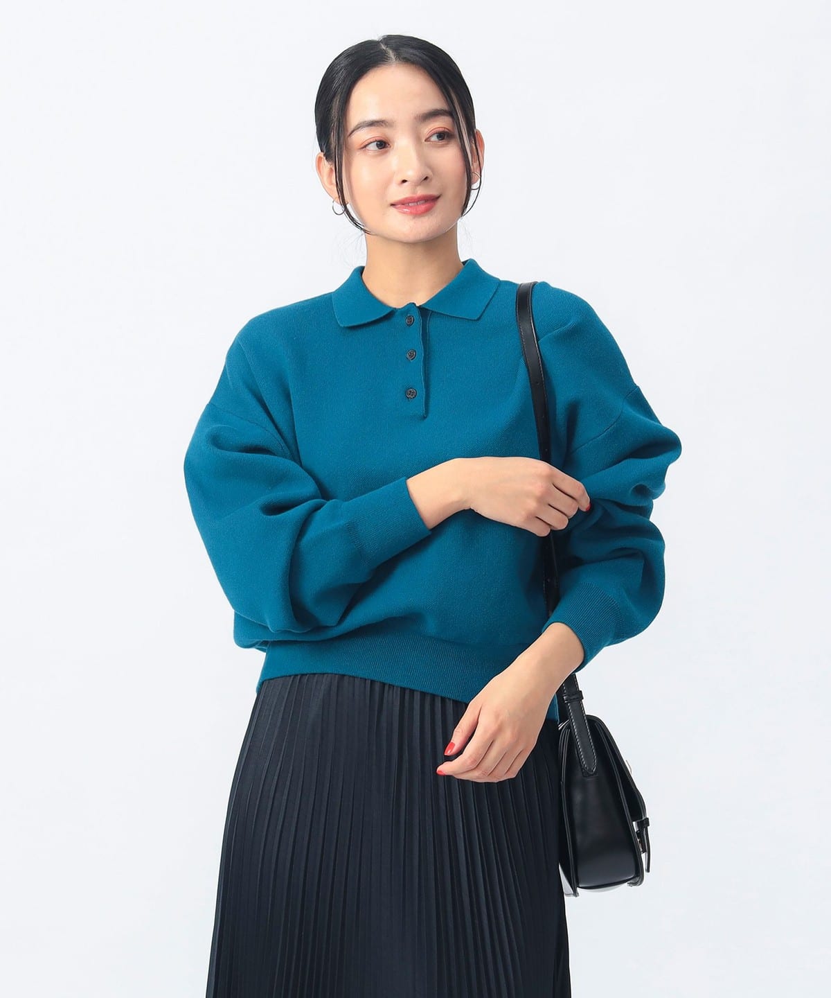 【4/24新規値下げ】スウェット編み ニットポロ トップス WOMEN BLUE ONE SIZE 【4/24新規値下げ】スウェット編み ニットポロ トップス WOMEN BLUE ONE SIZE