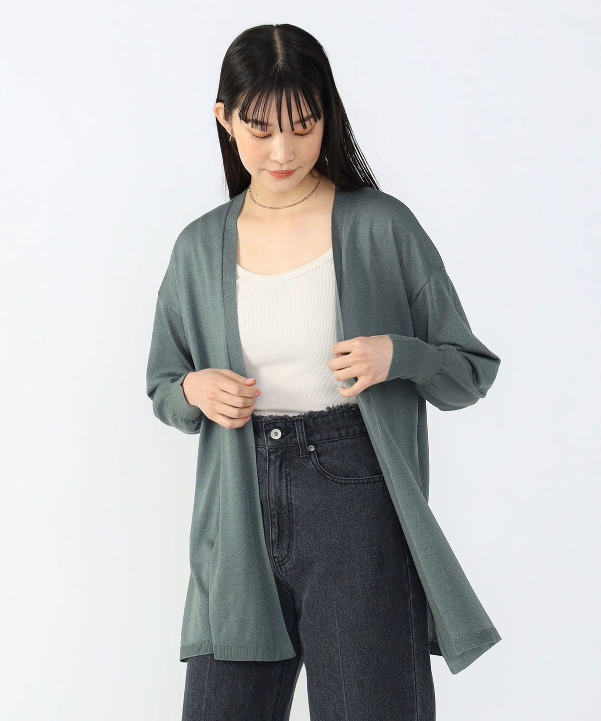 着流し ミドルカーディガン(手洗い可能) トップス WOMEN GREEN ONE SIZE 着流し ミドルカーディガン(手洗い可能) トップス WOMEN GREEN ONE SIZE