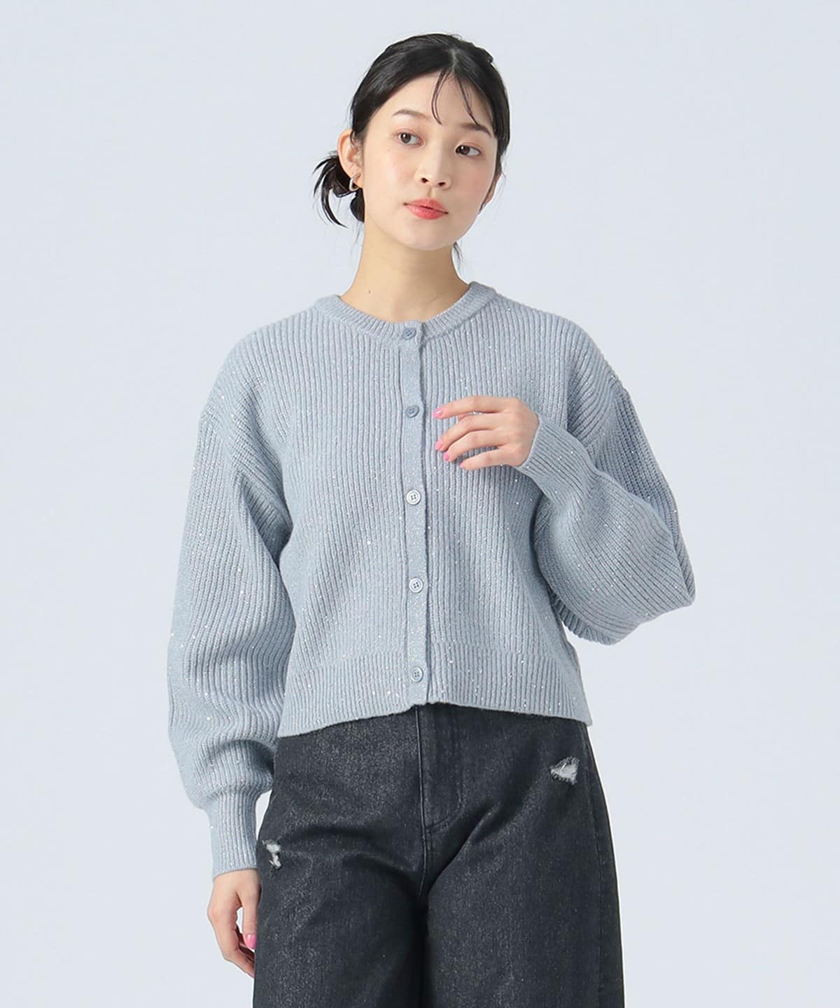 スパンコール ニットカーディガン(手洗い可能) トップス WOMEN GREY ONE SIZE スパンコール ニットカーディガン(手洗い可能) トップス WOMEN GREY ONE SIZE