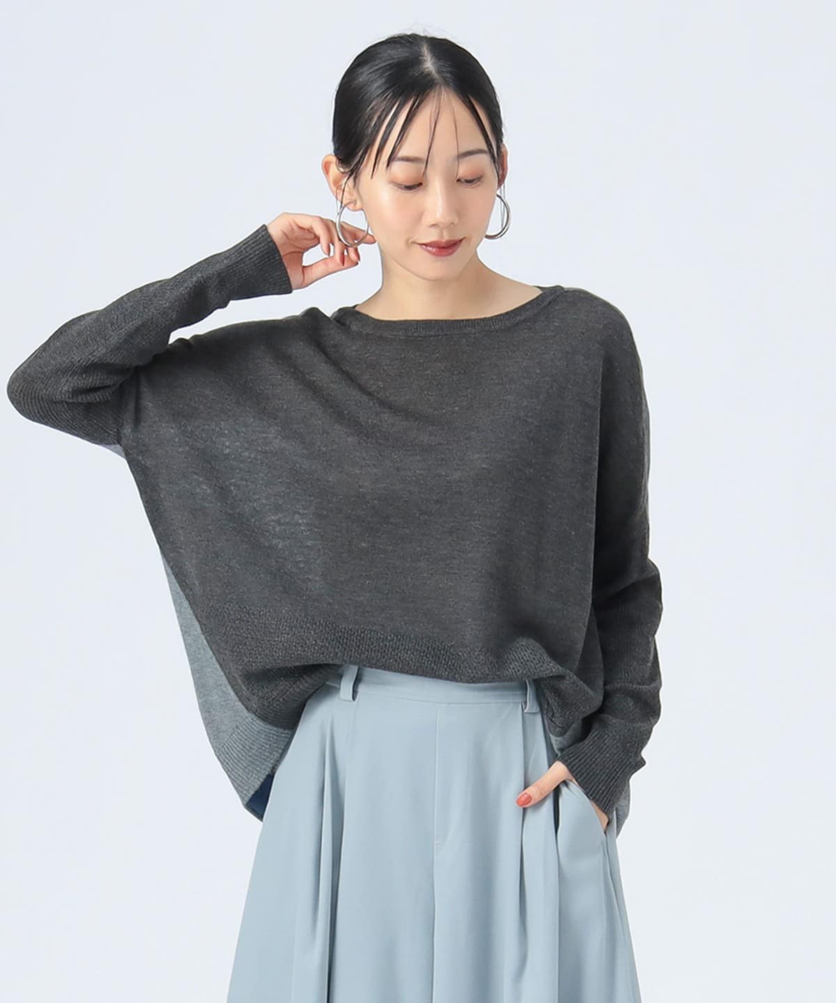 配色 ドルマンニット トップス WOMEN BLACK ONE SIZE 配色 ドルマンニット トップス WOMEN BLACK ONE SIZE