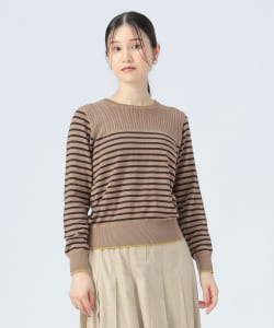 【+15%ポイントUP】編地 切り替え ボーダー ニット