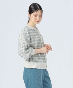 【+15%ポイントUP】チェック ジャカード クルー カーディガン