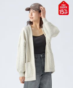 【+15%ポイントUP】ケーブル柄 着流し カーディガン