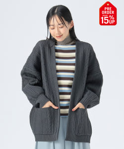 【+15%ポイントUP】ケーブル柄 着流し カーディガン
