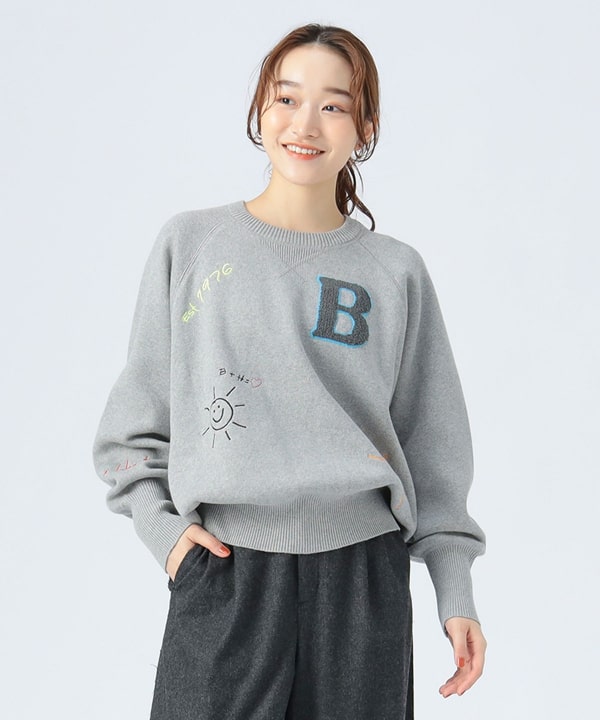 3316【激レア・美品】ハーディエイミス ビッグ刺繍バックロゴ ニットブルゾン moment+ ニット セーター コードロゴ刺繍ニットプルオーバー