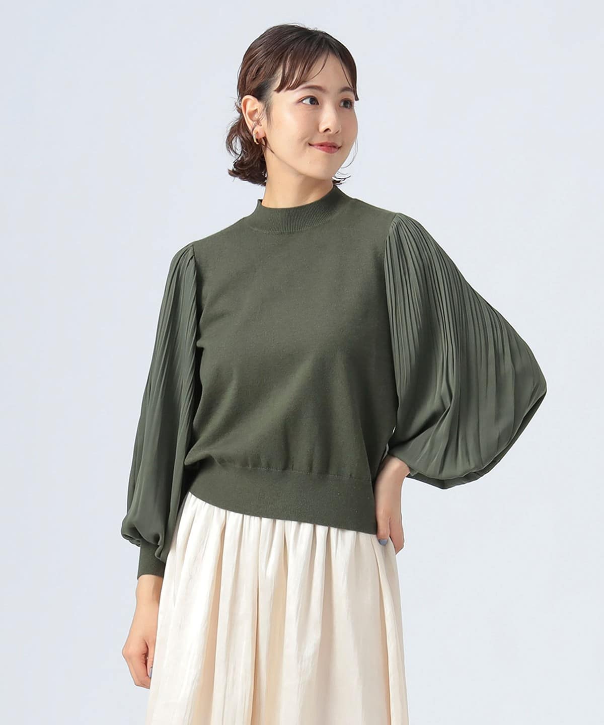 袖ケシプリーツ プルオーバー トップス WOMEN OLIVE ONE SIZE 袖ケシプリーツ プルオーバー トップス WOMEN OLIVE ONE SIZE