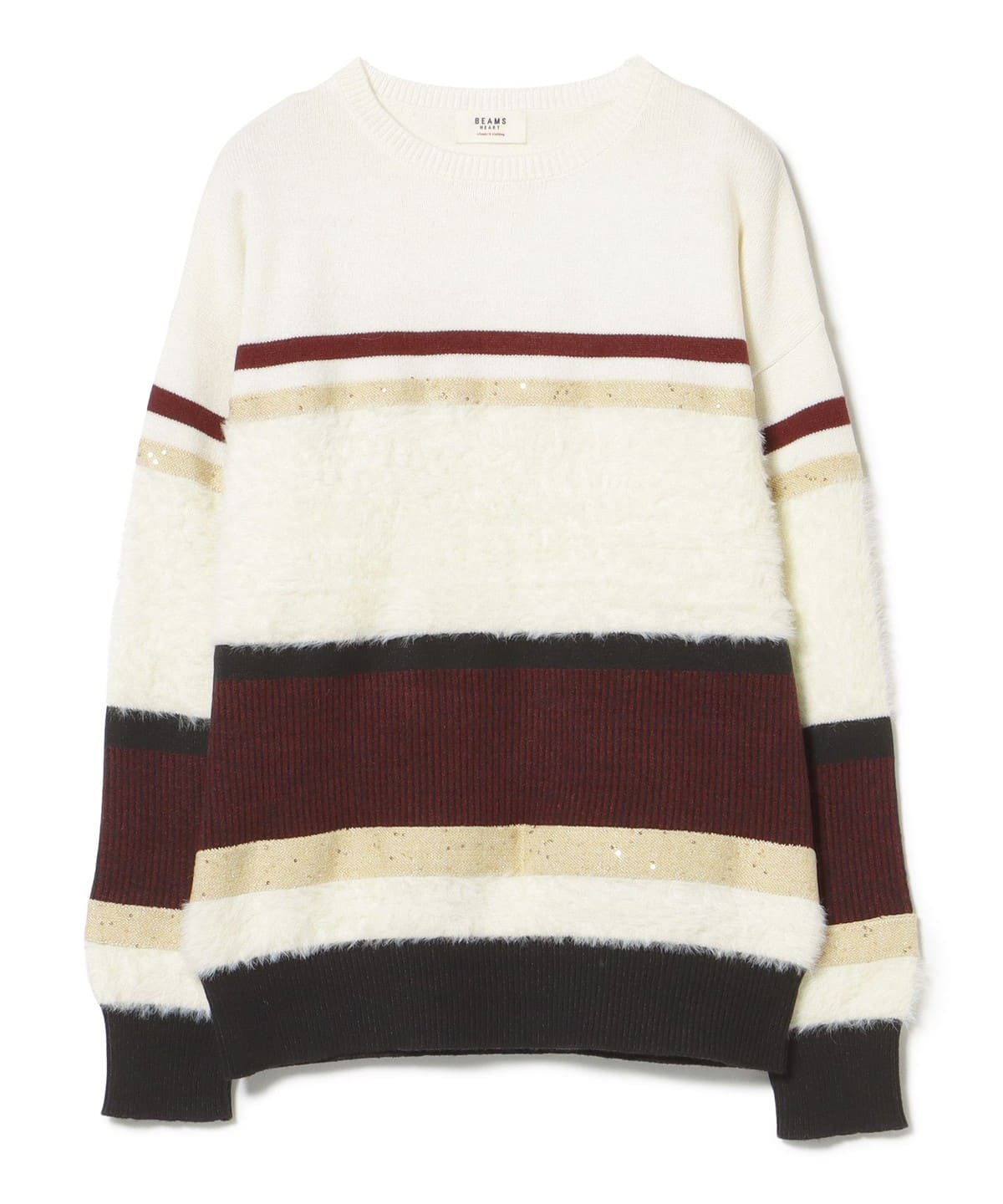 立体 ボーダー ニット トップス WOMEN IVORY ONE SIZE