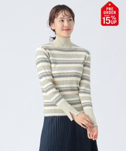 【+15%ポイントUP】マルチ ボーダー タートルニット
