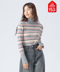 【+15%ポイントUP】マルチ ボーダー タートルニット