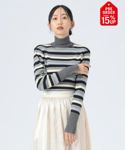 【+15%ポイントUP】マルチ ボーダー タートルニット