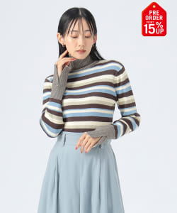 【+15%ポイントUP】マルチ ボーダー タートルニット
