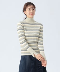 【+15%ポイントUP】マルチ ボーダー タートルニット