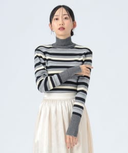 【+15%ポイントUP】マルチ ボーダー タートルニット