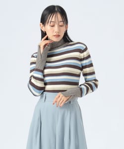 【+15%ポイントUP】マルチ ボーダー タートルニット