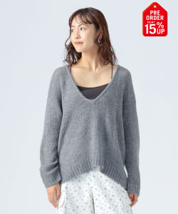 【+15%ポイントUP】シアー Vネック ニット