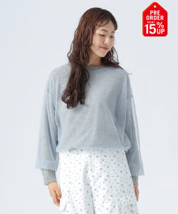 【+15%ポイントUP】重ね シアー チュールニット