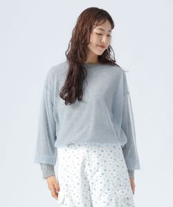 【+15%ポイントUP】重ね シアー チュールニット