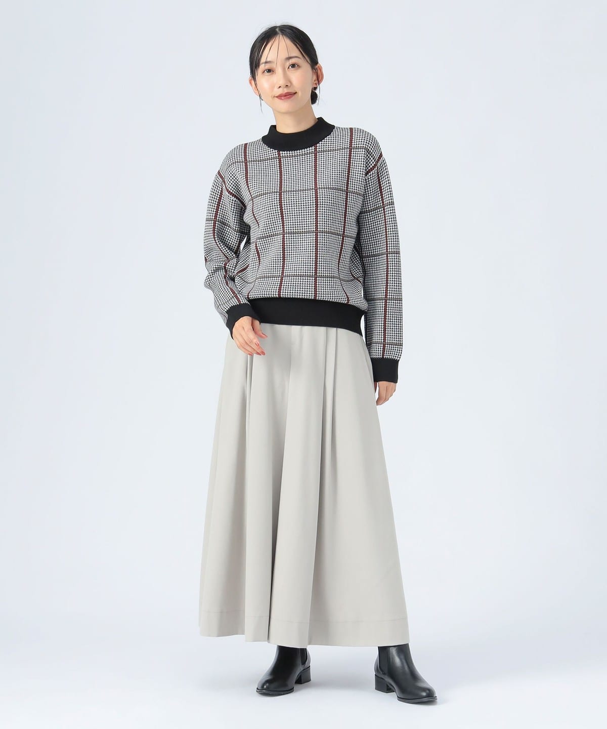 ♥最新作【新品】スーパービューティーベロア×チェック柄胸元レース使いセーター44 ♥最新作【新品】スーパービューティーベロア×チェック柄胸元レース