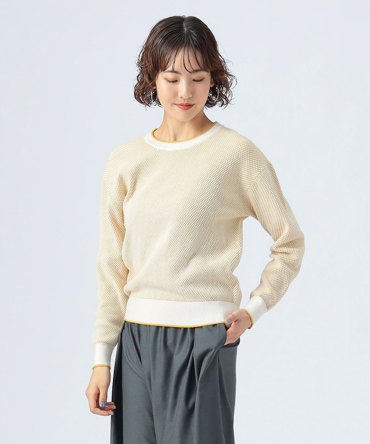 ラーベン編み プルオーバー トップス WOMEN MUSTARD ONE SIZE