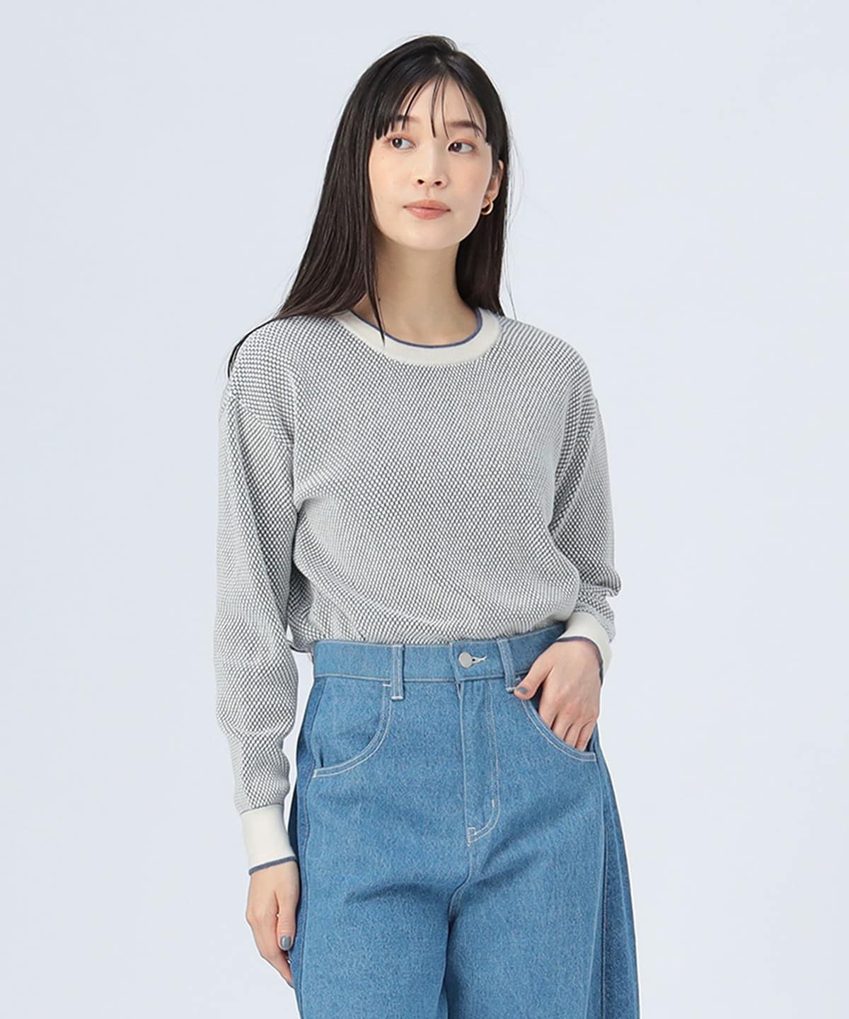 ラーベン編み プルオーバー トップス WOMEN BLUE ONE SIZE