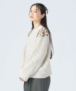 【+15%ポイントUP】フラワー ハンド刺繍 ニット