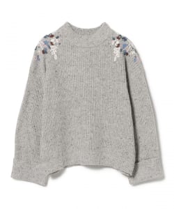 【+15%ポイントUP】フラワー ハンド刺繍 ニット