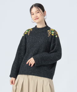 【+15%ポイントUP】フラワー ハンド刺繍 ニット
