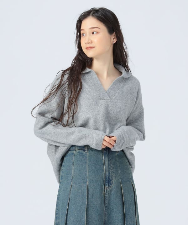 トップス pi BEAMS HEART（ビームス ハート）スキッパー襟 ニット プル