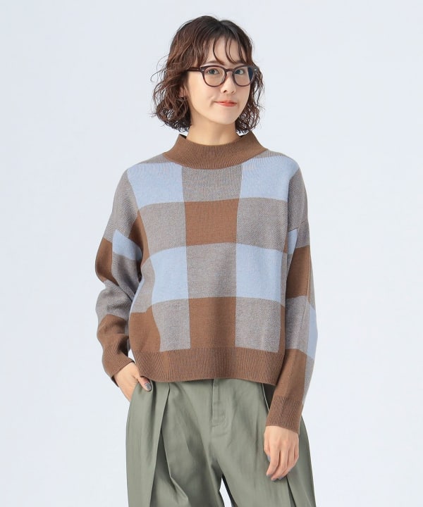 BEAMS HEART（ビームス ハート）ジャカード チェック柄 ニット