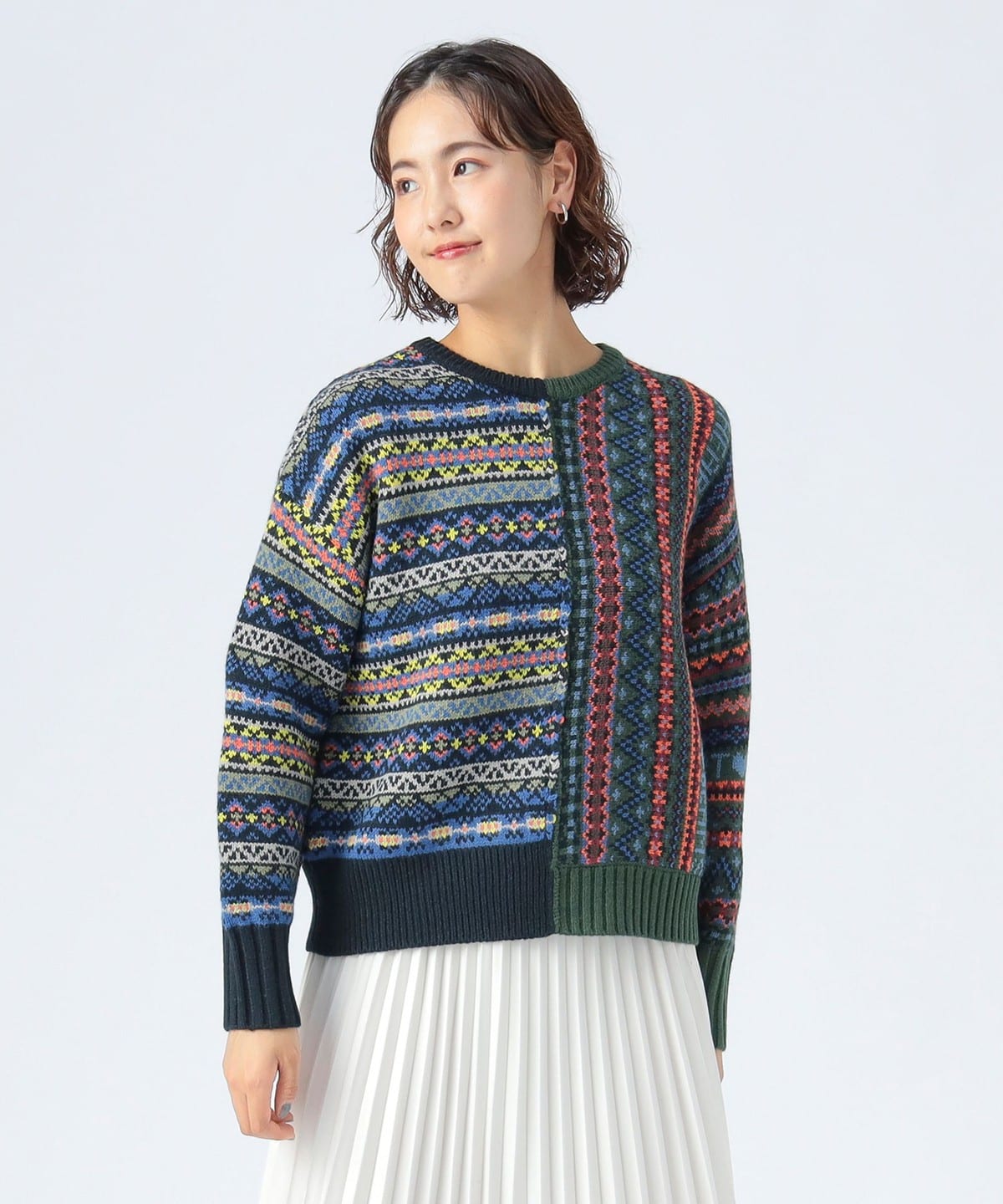 フェアアイル プルオーバー ニット トップス WOMEN NAVY×DARK GREEN ONE SIZE フェアアイル プルオーバー ニット トップス WOMEN NAVY×DARK GREEN ONE SIZE