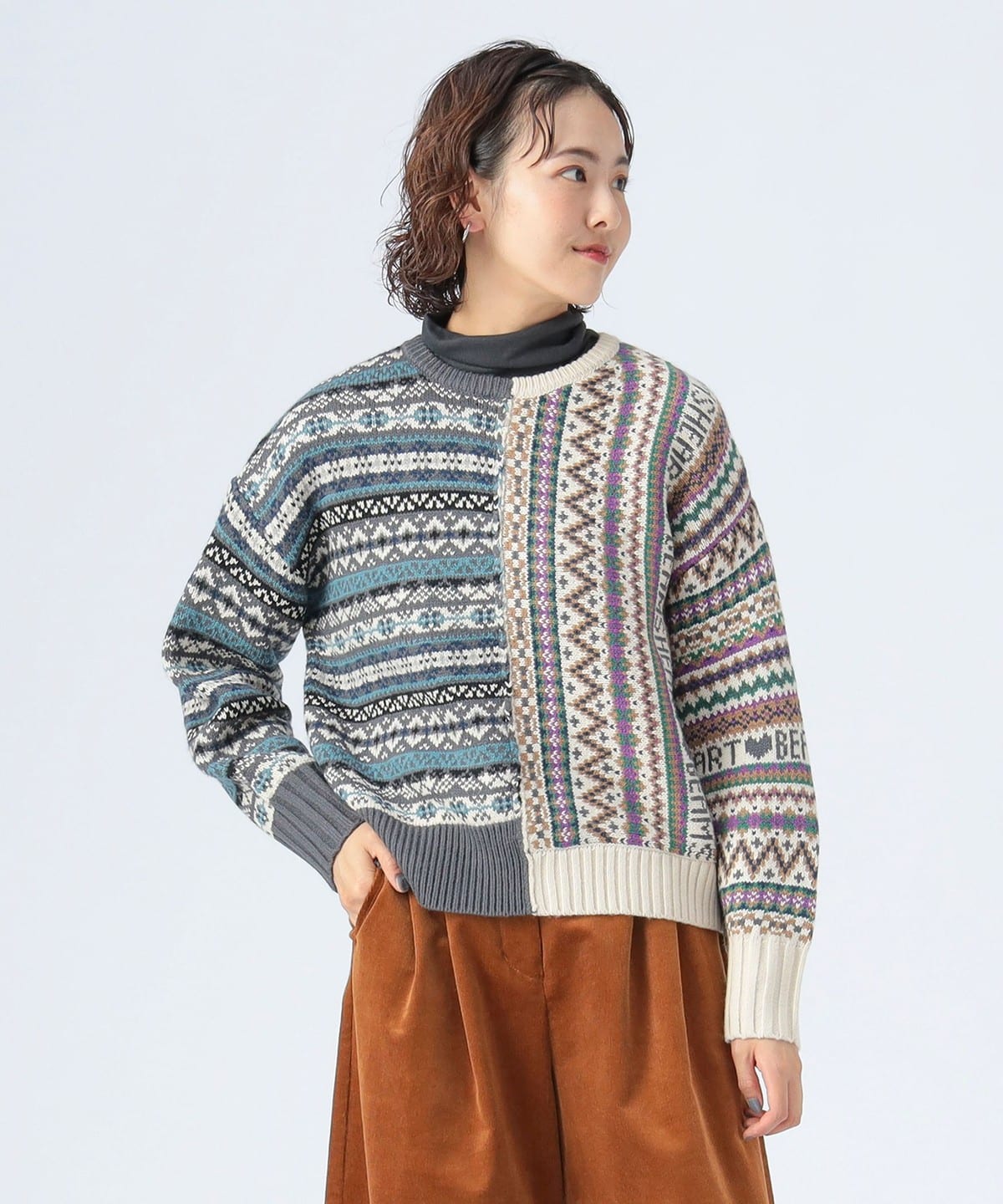フェアアイル プルオーバー ニット トップス WOMEN BLACK×LIGHT BEIGE ONE SIZE フェアアイル プルオーバー ニット トップス WOMEN BLACK×LIGHT BEIGE ONE SIZE