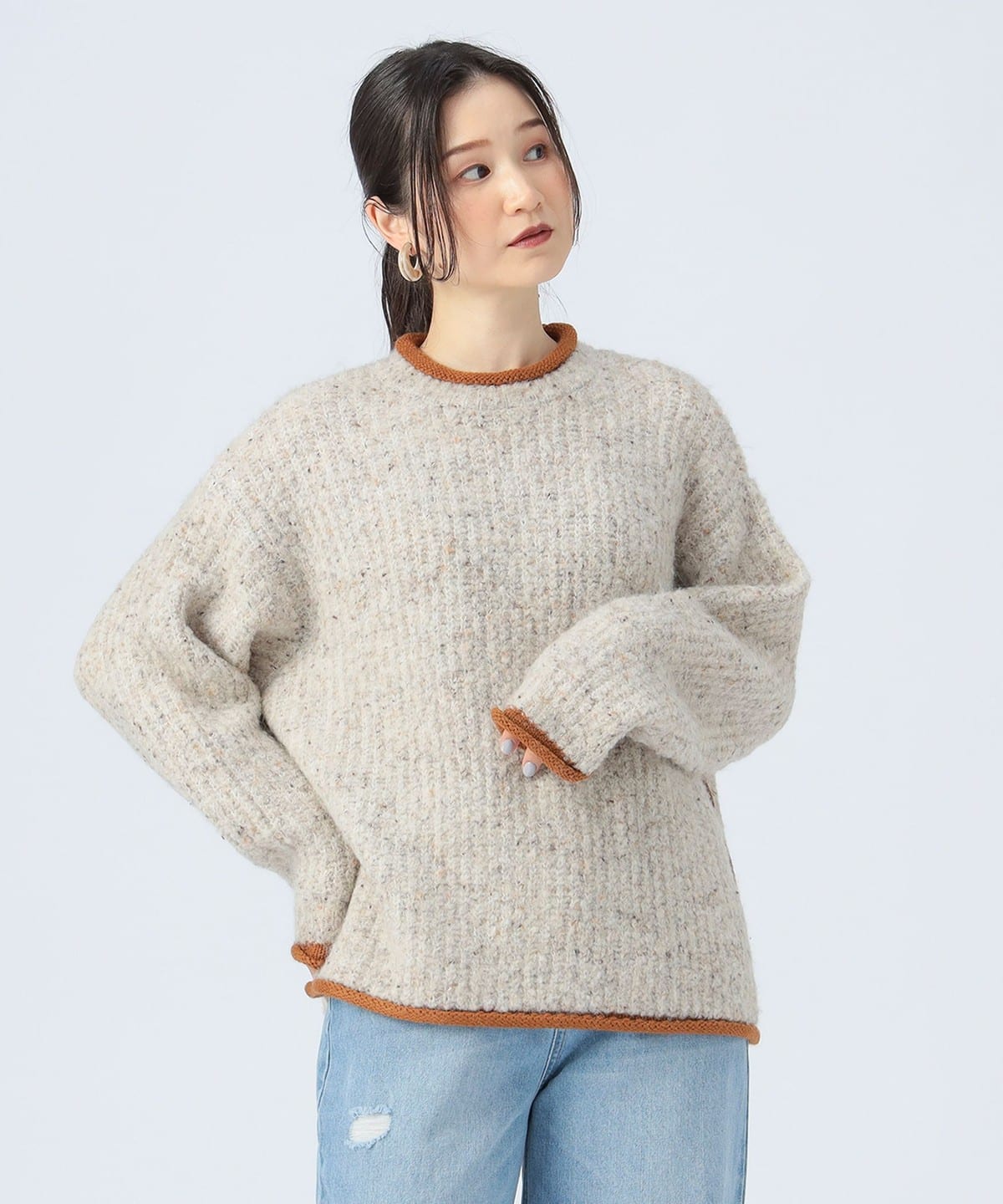 配色 ネップヤーン ニット トップス WOMEN IVORY ONE SIZE