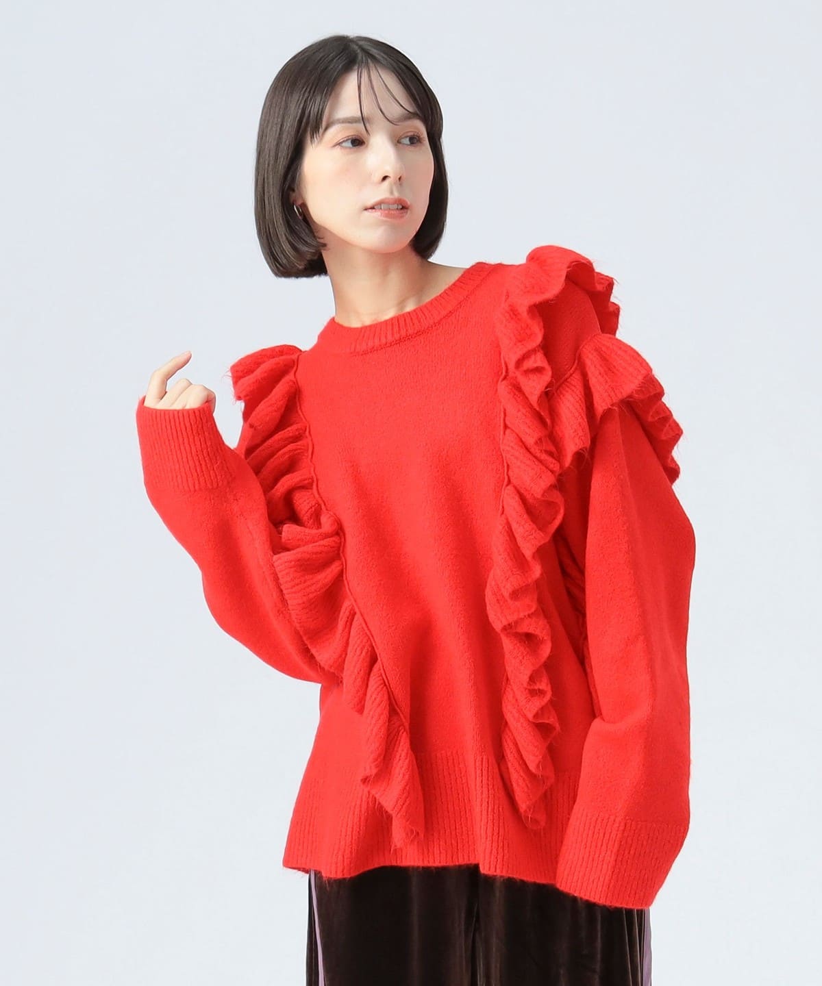 BEAMS HEART（ビームス ハート）オーバー フリル ニット プルオーバー