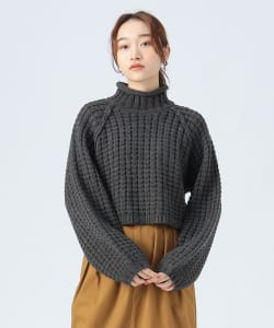ワッフル編み クロップド プルオーバー