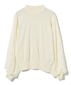 袖プリーツ ニットプルオーバー