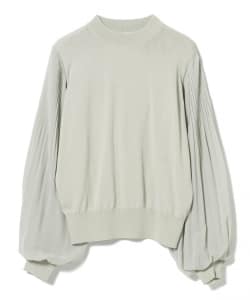 袖プリーツ ニットプルオーバー