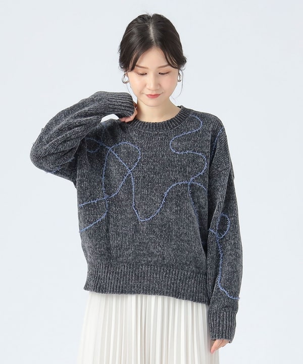 BEAMS HEART（ビームス ハート）モールヤーン 刺繍 プルオーバー