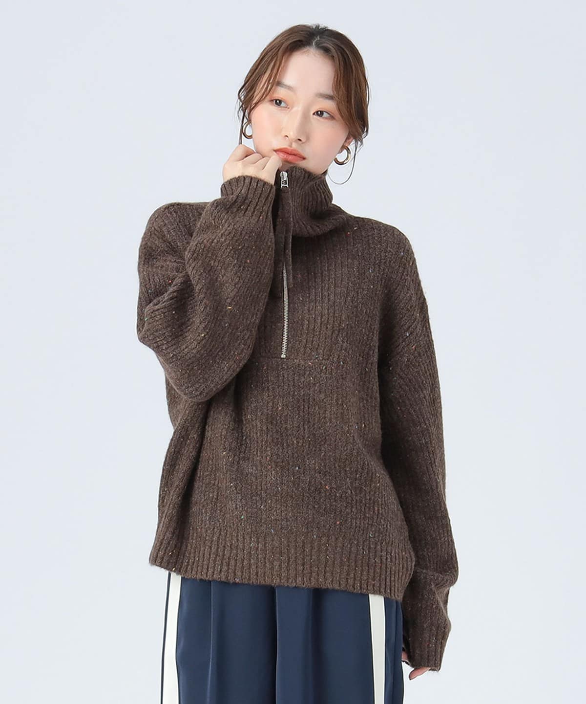 BEAMS HEART（ビームス ハート）ハーフジップ ニット プルオーバー