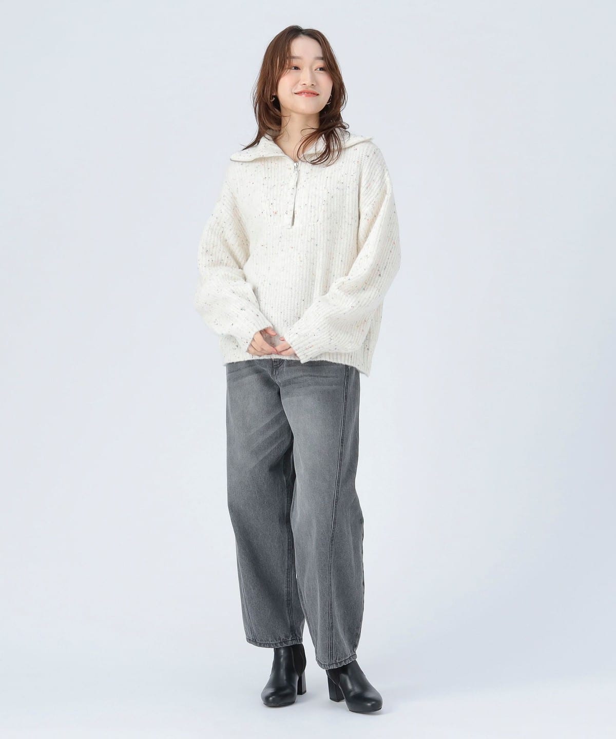 BEAMS HEART（ビームス ハート）ハーフジップ ニット プルオーバー