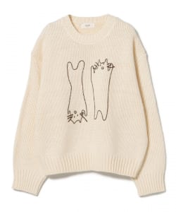 アートネコ 刺繍 ニット プルオーバー