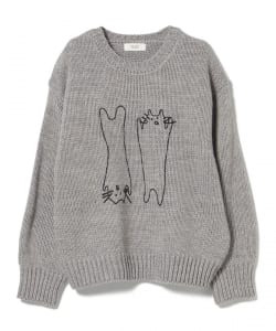 アートネコ 刺繍 ニット プルオーバー