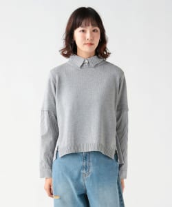 衿付き 異素材 プルオーバー