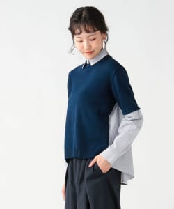 衿付き 異素材 プルオーバー